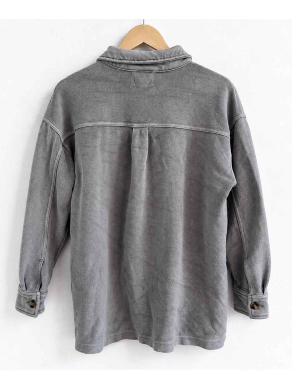 Aerie Luxe Trucker Jacket/Shacket 100% Cotton Casual Gorpcore Grey Women’s S - Picture 3 of 15